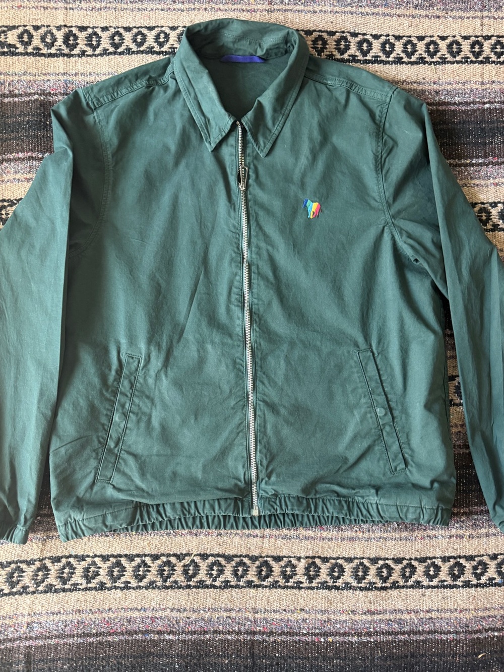 PS Paul Smith Forest Green Zip-Up Field Jacket with Multicolor Logo